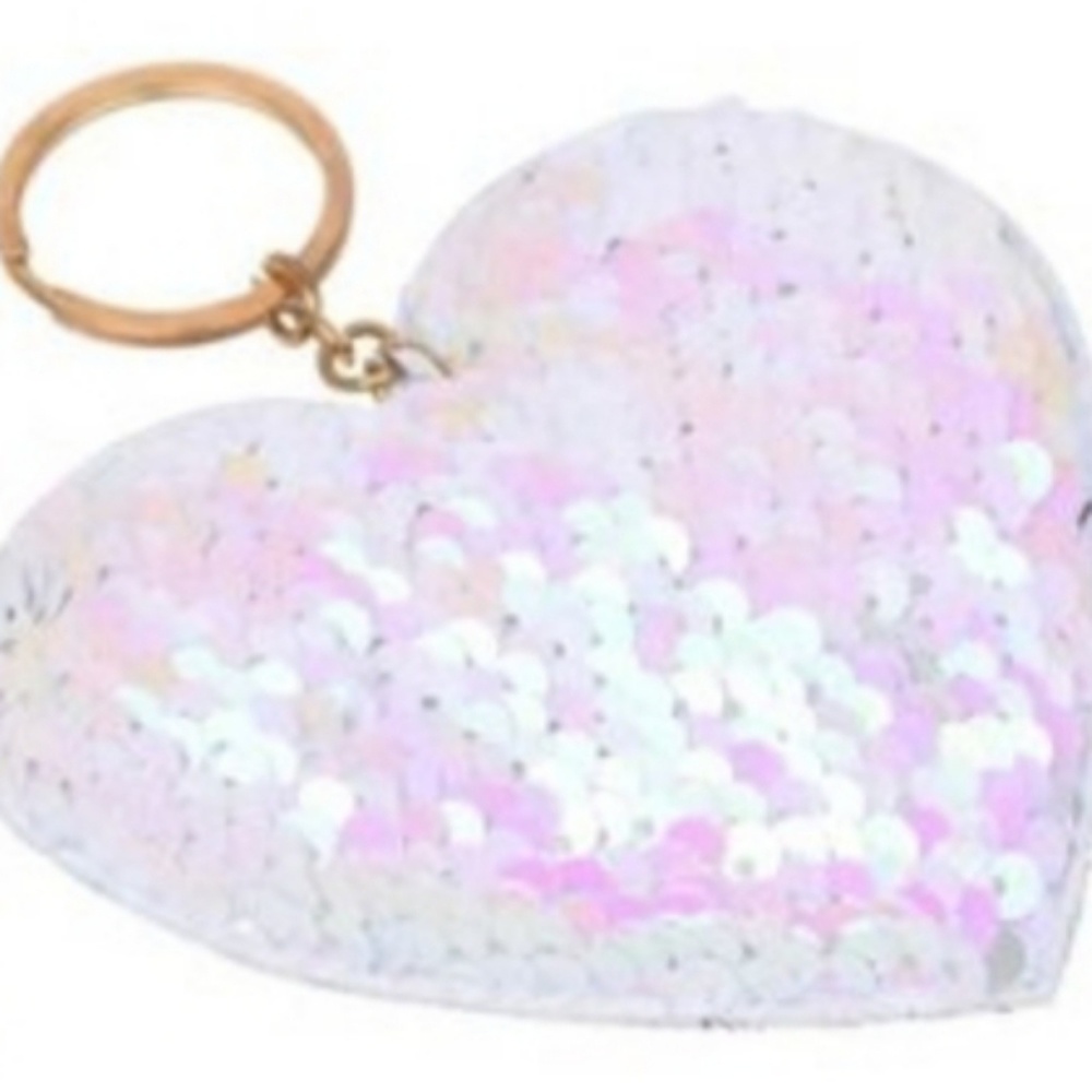 Heart Shaped Sequined Key Chain